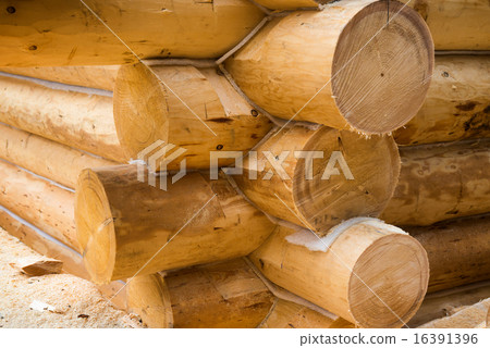 Wall under construction of country wooden house Wall under construction of country wooden house 16391396