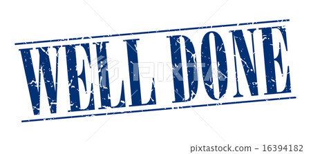 well done blue grunge vintage stamp  16394182
