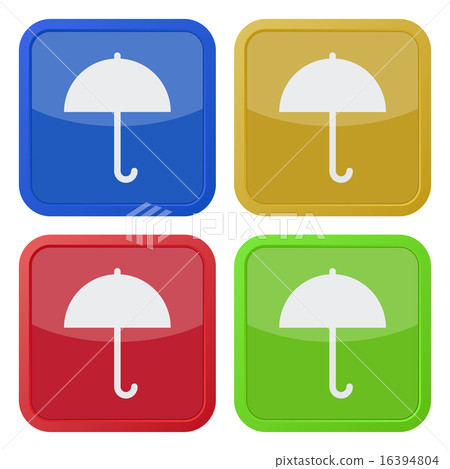 set of four square icons with umbrella 16394804