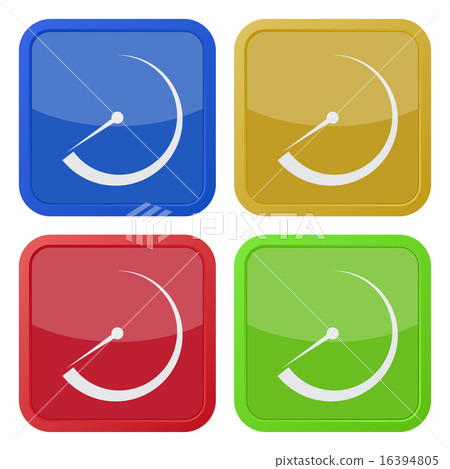 set of four square icons with dial symbol 16394805