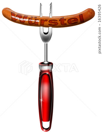 Wurstel and fork - Frankfurter - Hot dog 16395426