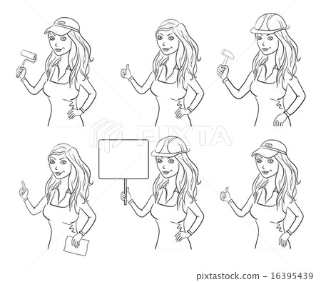 Set women professionals, outline 16395439