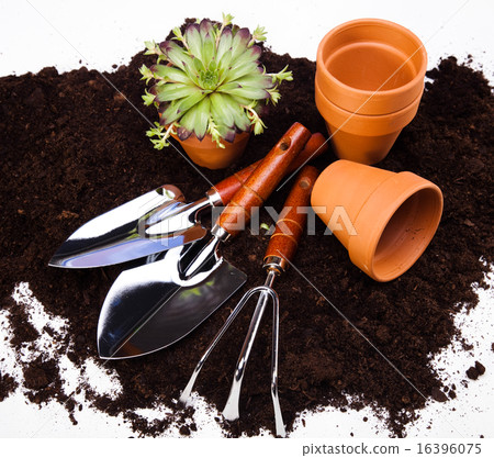 Gardening tools, vivid bright springtime concept Gardening tools, vivid bright springtime concept 16396075