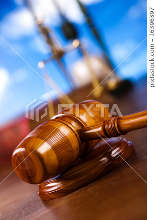Law theme, mallet of judge, wooden gavel 16396397