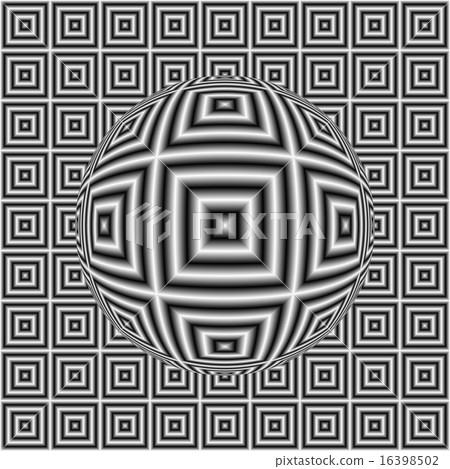 Black white optical illusion pattern with sphere Black white optical illusion pattern with sphere 16398502