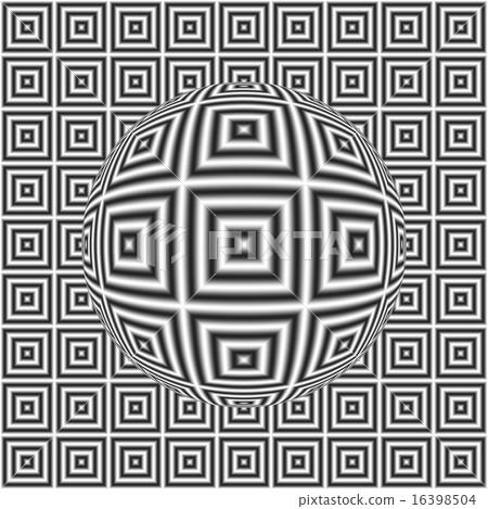 Black white optical illusion pattern with sphere Black white optical illusion pattern with sphere 16398504