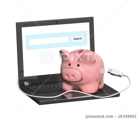 Piggy bank and laptop 16399091