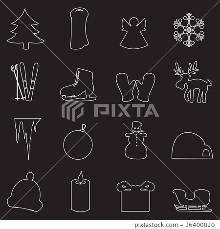 simple white winter outline icons set eps10 - Stock Illustration ...