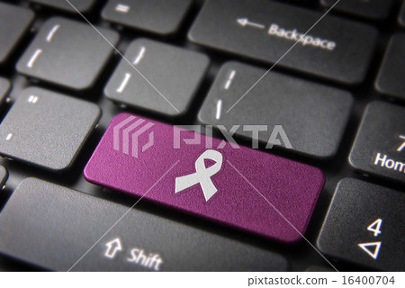 Pink Cancer ribbon keyboard key, Health background Pink Cancer ribbon keyboard key, Health background 16400704