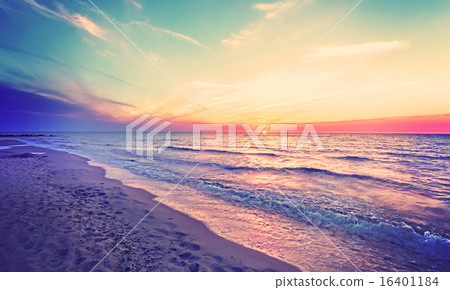 Magical sunset over Baltic Sea coast, Miedzyzdroje in Poland. Magical sunset over Baltic Sea coast, Miedzyzdroje in Poland. 16401184