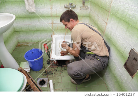 Plumbing, plumber fix drain in bathroom Plumbing, plumber fix drain in bathroom 16401237