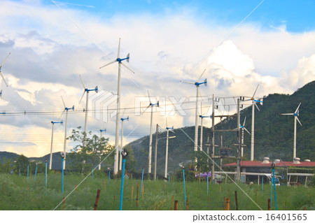 Wind turbines on a farm 16401565