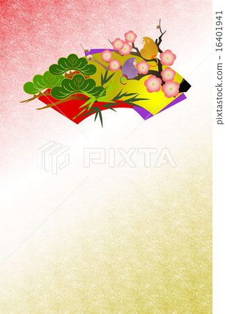 日本新年賀卡和松竹梅 16401941