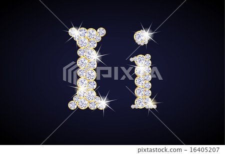 Letter I composed from diamonds with golden frame Letter I composed from diamonds with golden frame 16405207