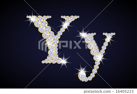 Letter Y composed from diamonds with golden frame 16405223