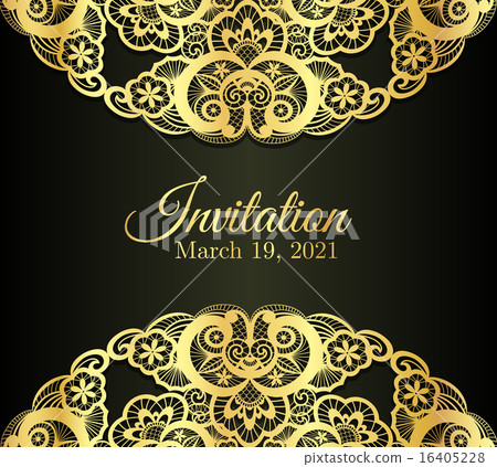 Vintage invitation with golden lace decoration 16405228