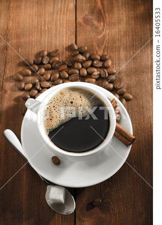 cup of coffee on wood 16405533