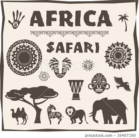 Africa, Safari icon and element set Africa, Safari icon and element set 16407100