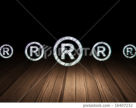 Law concept: registered icon in grunge dark room Law concept: registered icon in grunge dark room 16407232
