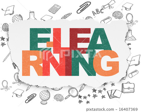 Education concept: E-learning on Torn Paper background 16407369