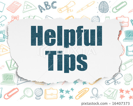 Studying concept: Helpful Tips on Torn Paper background 16407373