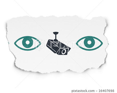 Security concept: cctv camera icon on Torn Paper background Security concept: cctv camera icon on Torn Paper background 16407698