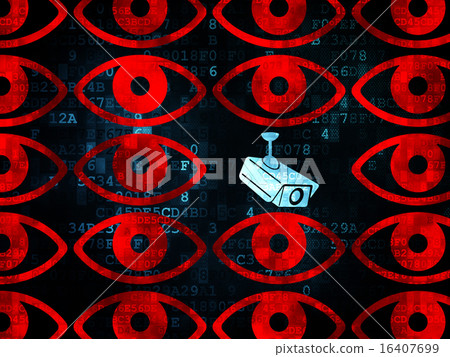 Security concept: cctv camera icon on Digital background Security concept: cctv camera icon on Digital background 16407699