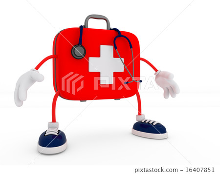 Stethoscope and First Aid Kit Character 16407851