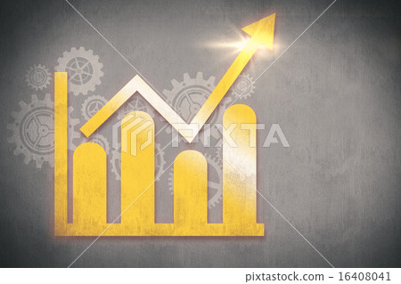 Composite image of bar chart and arrow 16408041
