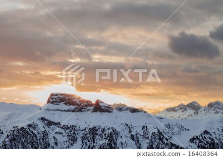 Winter landscape of high snowy mountains 16408364