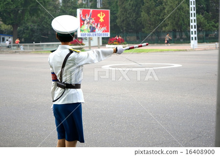 Women of traffic regulator in North Korea / Pyongyang city Women of traffic regulator in North Korea / Pyongyang city 16408900