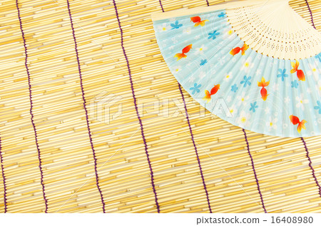 Bamboo and folding fan in summer image 16408980