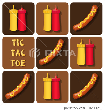Tic-Tac-Toe of Sausage and Ketchup and Mustard 16411243