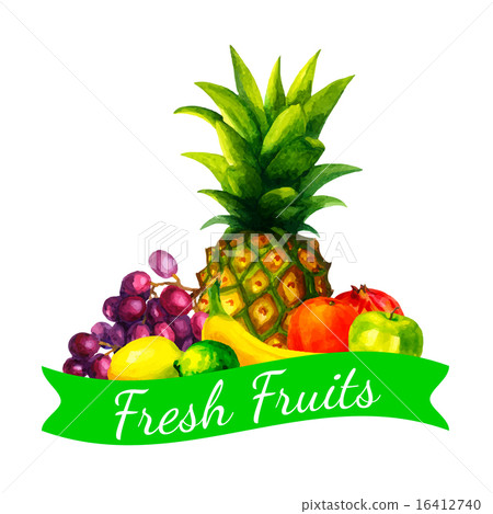 Hand drawn watercolor fresh organic fruits  16412740
