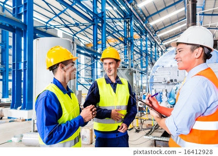 Asian factory worker and engineer as team 16412928
