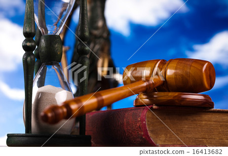 Mallet of judge, legal code and scales Mallet of judge, legal code and scales 16413682