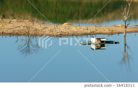Harmony landscape, floating house , dry tree 16418311