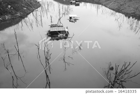 Vietnam landscape, floating house, tree reflect Vietnam landscape, floating house, tree reflect 16418335