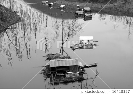 Vietnam landscape, floating house, tree reflect Vietnam landscape, floating house, tree reflect 16418337