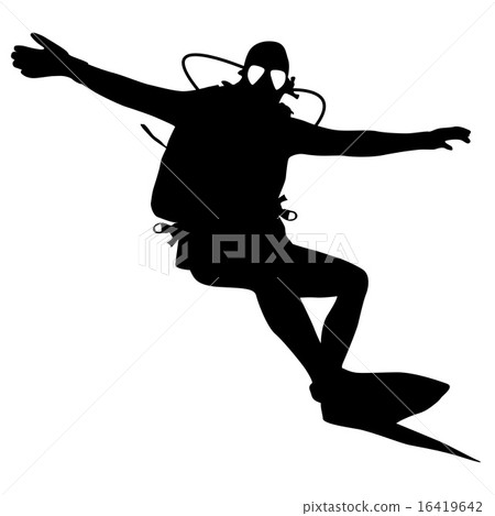 Black silhouette scuba divers. Vector illustration Black silhouette scuba divers. Vector illustration 16419642