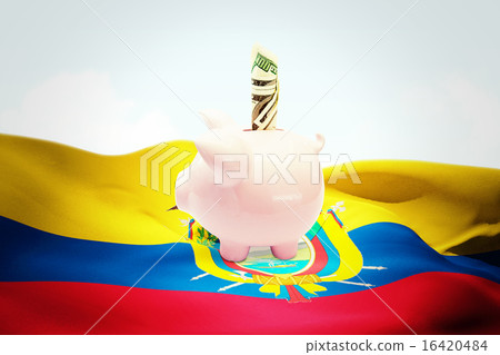 Composite image of dollar in piggy bank Composite image of dollar in piggy bank 16420484