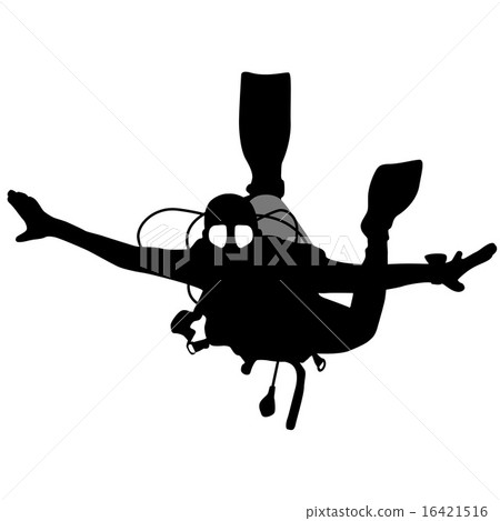 Black silhouette scuba divers. Vector illustration 16421516