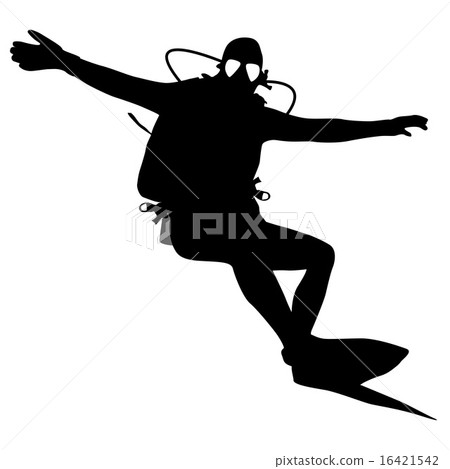 Black silhouette scuba divers. Vector illustration Black silhouette scuba divers. Vector illustration 16421542
