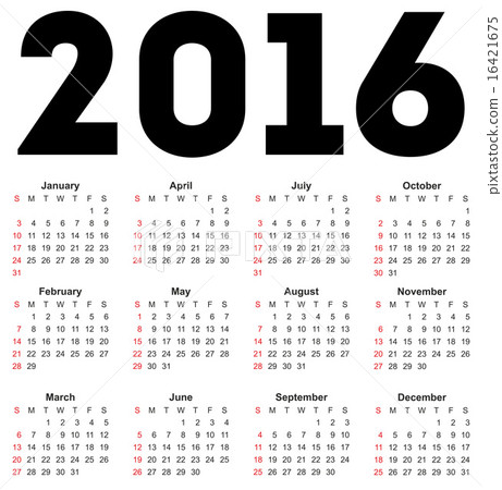 Calendar for 2016 on white background. Calendar for 2016 on white background. 16421675