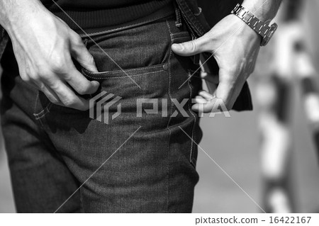 Confident man posing in selvedge  jeans 16422167