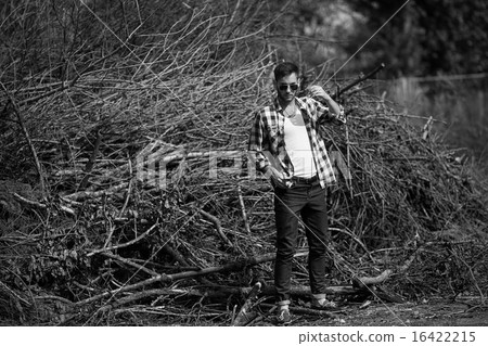 Confident man posing in selvedge  jeans 16422215