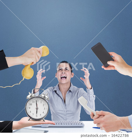 Composite image of hand holding phone Composite image of hand holding phone 16422786