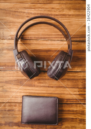 Music headphone next to wallet Music headphone next to wallet 16422904