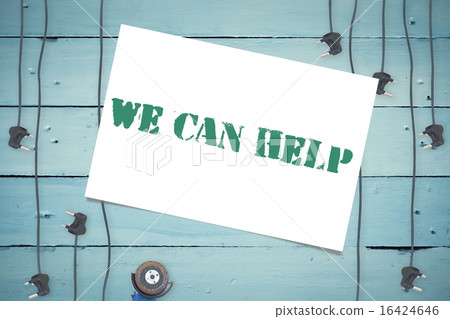We can help against plugs on wooden background 16424646