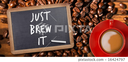 Composite image of red cup of coffee 16424797